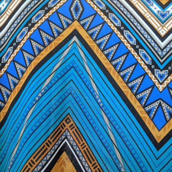 IN silk chevron maxi skirt blue black size small - Picture 2 of 5